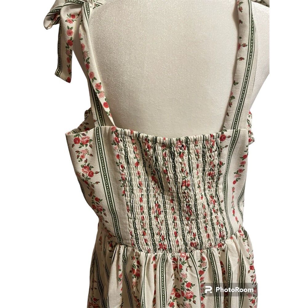 City Chic Floral Linen Blend Sundress Size 14 NWT Pockets Tie Shoulders Smocked - Picture 5 of 9
